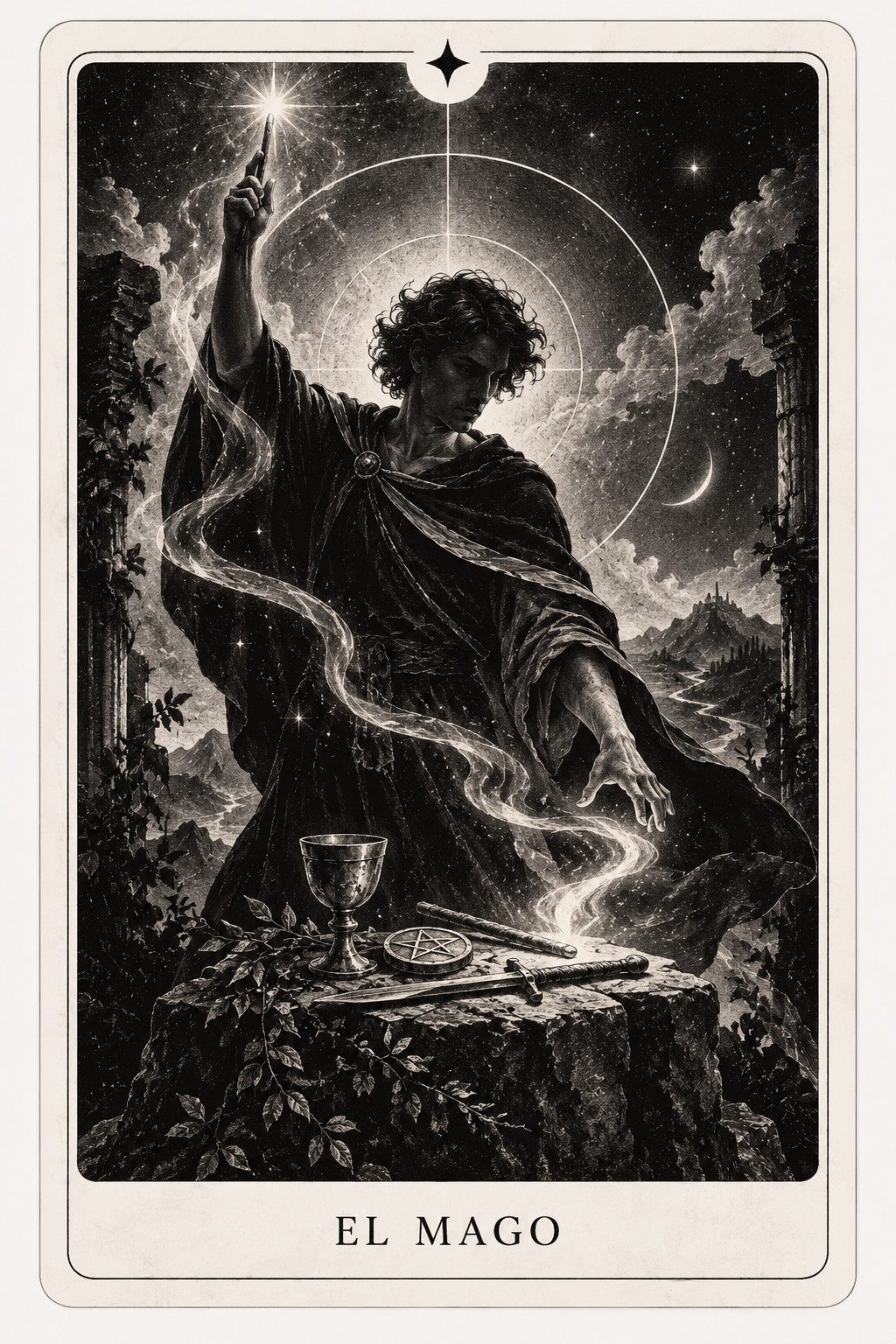 Carta del tarot El Mago — baraja de Véloris