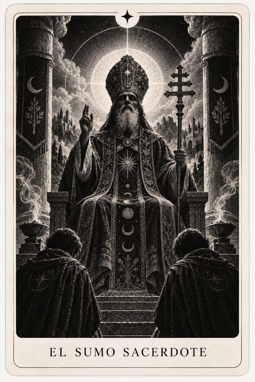 Carta del tarot El Hierofante — baraja de Véloris