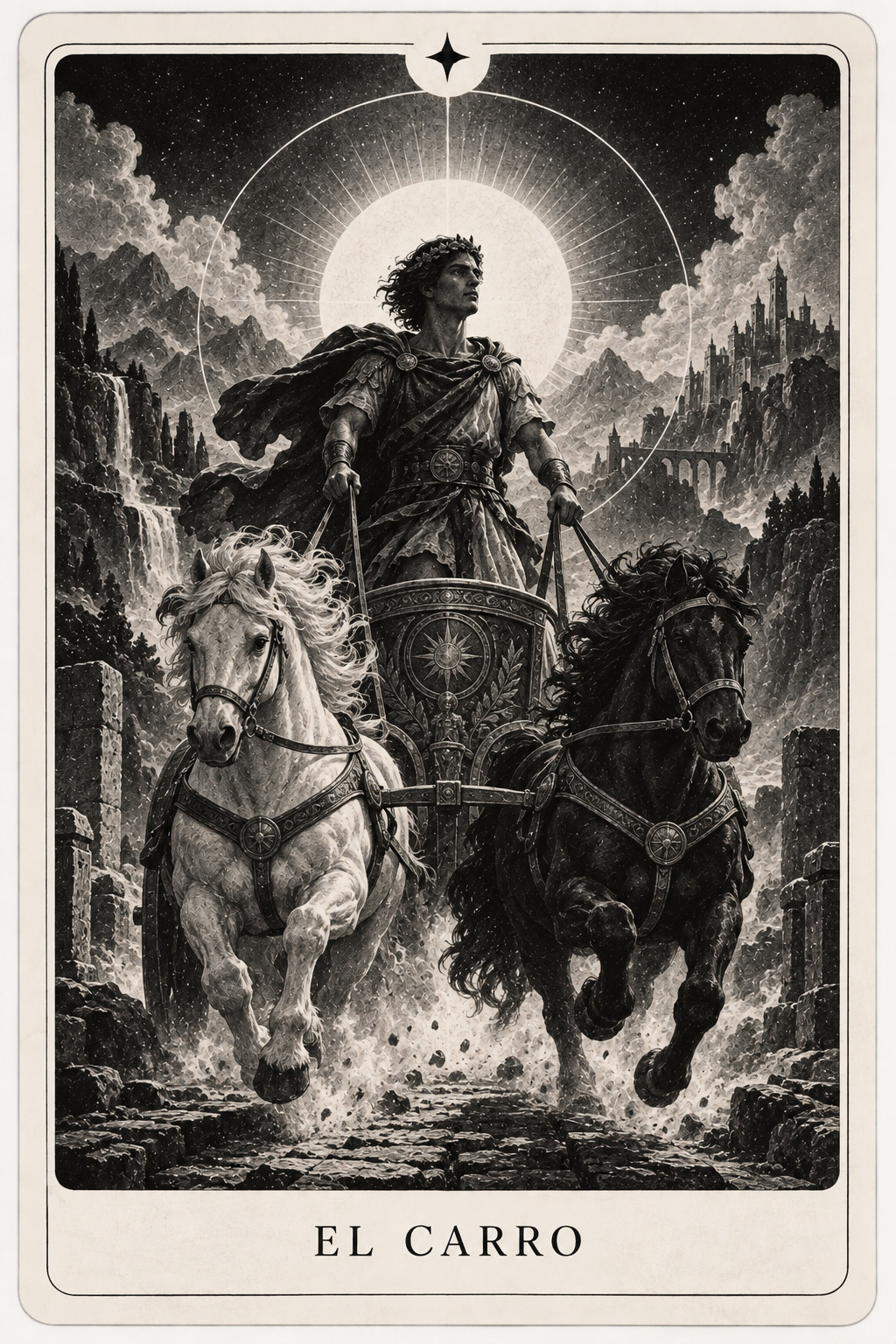Carta del tarot El Carro — baraja de Véloris