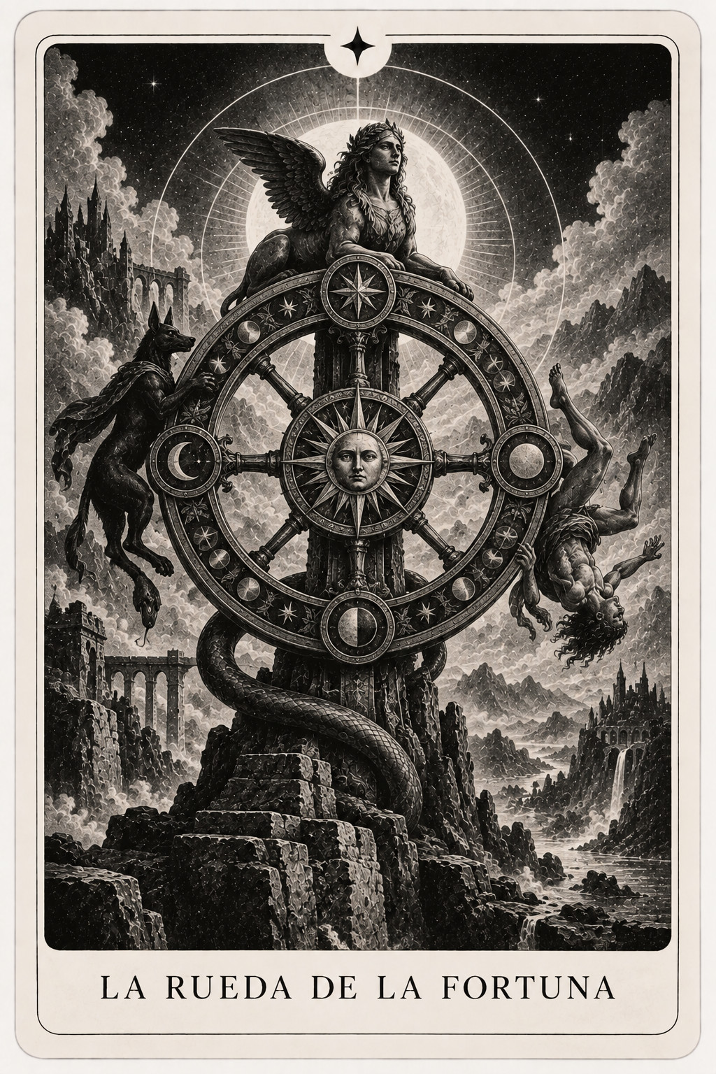 Carta del tarot La Rueda de la Fortuna — baraja de Véloris