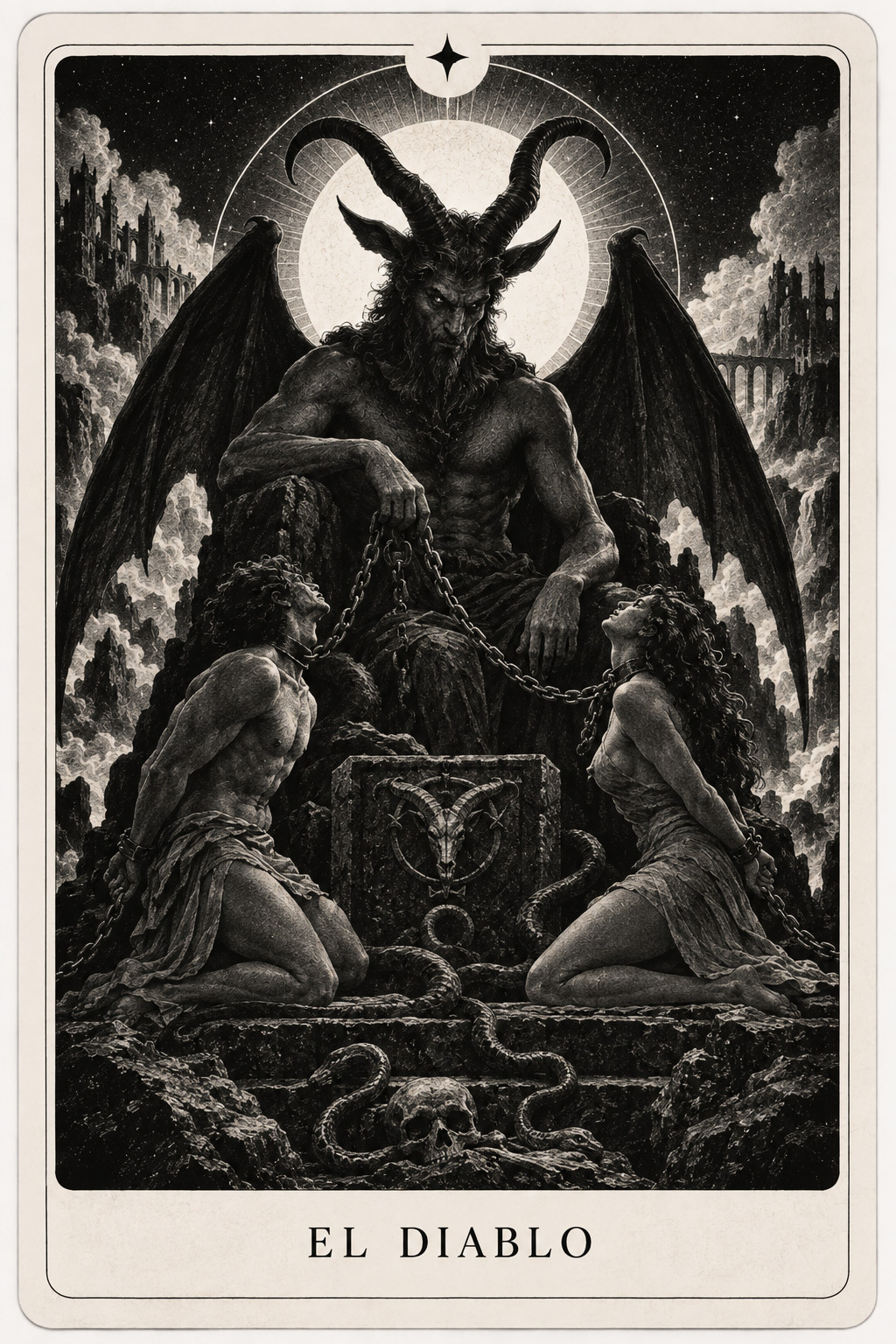 Carta del tarot El Diablo — baraja de Véloris