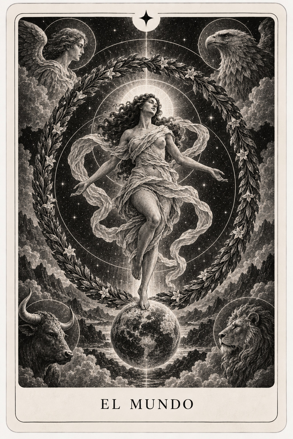Carta del tarot El Mundo — baraja de Véloris